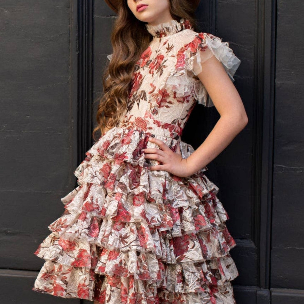 Joyfolie Anouk petticoat dress in Ivory Floral